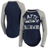 Seattle Seahawks Touch Women's Waffle Raglan Lightweight Long Sleeve T-Shirt College Navy