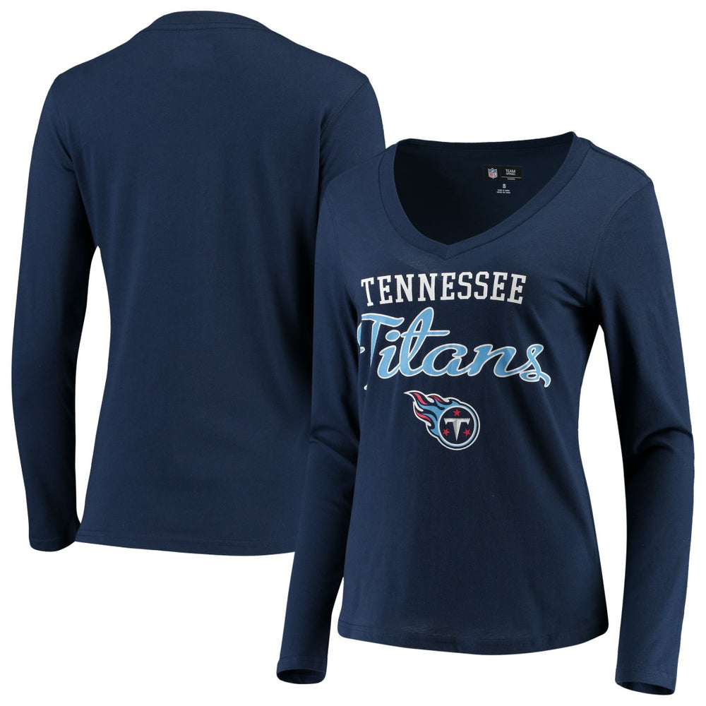 Tennessee Titans G-III 4Her by Carl Banks Women's Post Season Long Sleeve V-Neck T-Shirt Navy