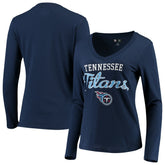 Tennessee Titans G-III 4Her by Carl Banks Women's Post Season Long Sleeve V-Neck T-Shirt Navy