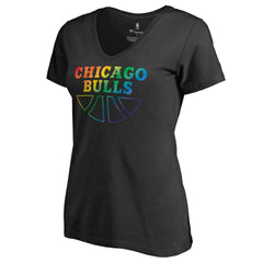 Chicago Bulls Women's Team Pride Wordmark V-Neck T-Shirt Black