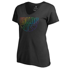 Dallas Mavericks Women's Team Pride Wordmark V-Neck T-Shirt Black