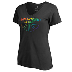 San Antonio Spurs Women's Team Pride Wordmark V-Neck T-Shirt Black