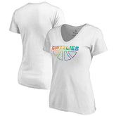 Memphis Grizzlies Women's Team Pride Wordmark V-Neck T-Shirt White
