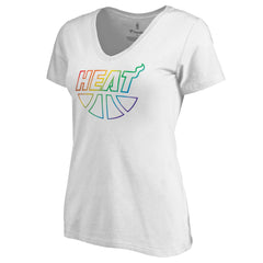 Miami Heat Women's Team Pride Wordmark V-Neck T-Shirt White