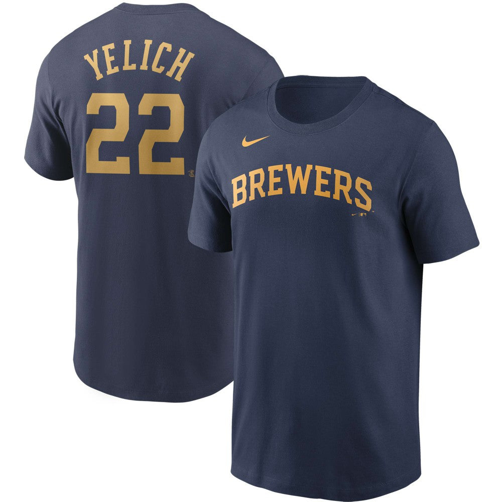 Christian Yelich Milwaukee Brewers Nike Name & Number T-Shirt - Navy T-shirts