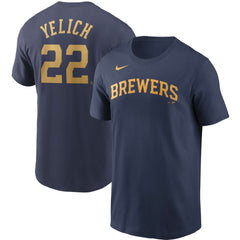 Christian Yelich Milwaukee Brewers Nike Name & Number T-Shirt - Navy T-shirts