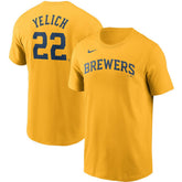 Christian Yelich Milwaukee Brewers Nike Name & Number T-Shirt - Gold T-shirts