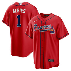 MLB Ozzie Albies Atlanta Braves Nike Alternate 2 Replica Jersey - Red
