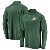 Athletics Fanatics Iconic Striated Primary Logo Raglan Quarter-Zip Pullover Jacket - Green Jackets