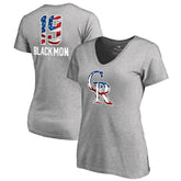 Charlie Blackmon Colorado Rockies Women's Banner Wave Name & Number V-Neck T-Shirt - Heathered Gray T-shirts