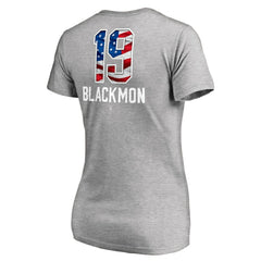 Charlie Blackmon Colorado Rockies Women's Banner Wave Name & Number V-Neck T-Shirt - Heathered Gray T-shirts