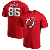 NHL Jack Hughes New Jersey Devils Fanatics Authentic Stack Player Name & Number T-Shirt - Red