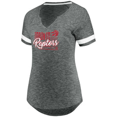 Toronto Raptors Women's Showtime Winning With Pride Notch Neck T-Shirt Gray/White