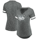 Brooklyn Nets Women's Showtime Winning With Pride Notch Neck T-Shirt Gray/White