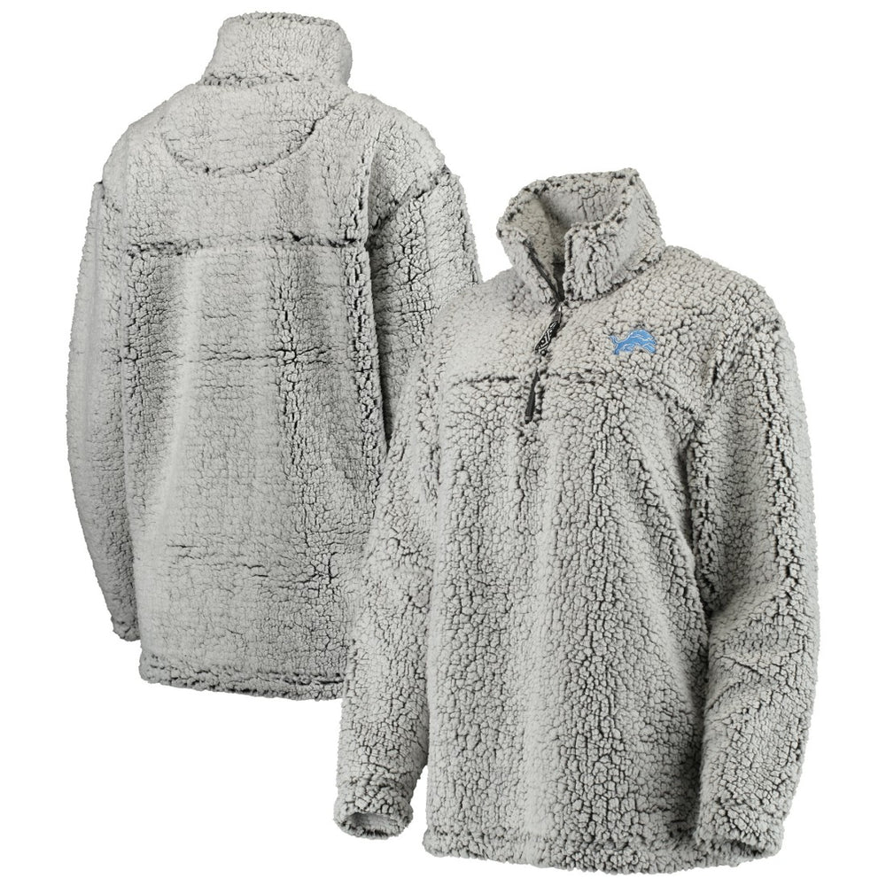 Detroit Lions Women's Sherpa Quarter-Zip Pullover Jacket Gray