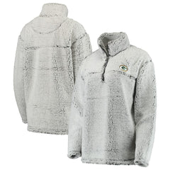 Green Bay Packers Women's Sherpa Quarter-Zip Pullover Jacket Gray