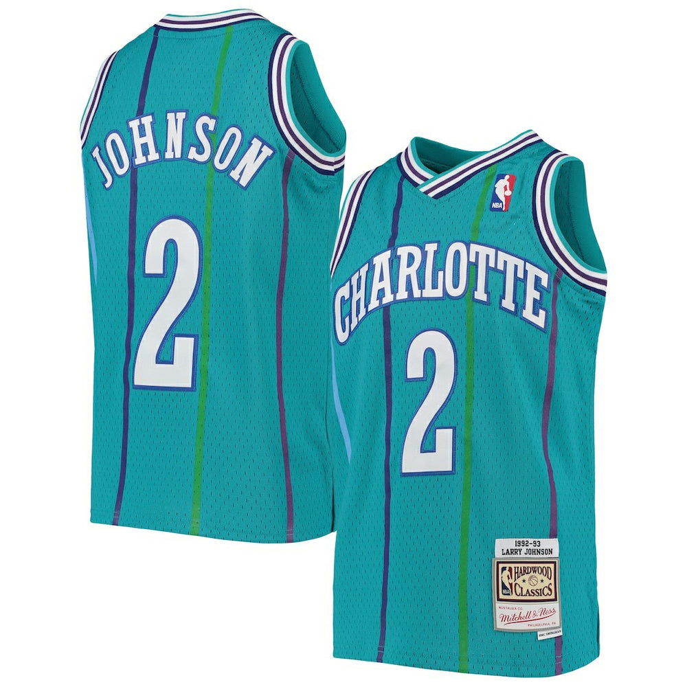 Larry Johnson Charlotte Hornets Youth 1992/93 Hardwood Classics Swingman Jersey Teal