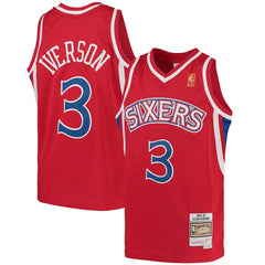 NBA Allen Iverson Philadelphia 76ers Youth 1996/97 Hardwood Classics Swingman Throwback Jersey - Red