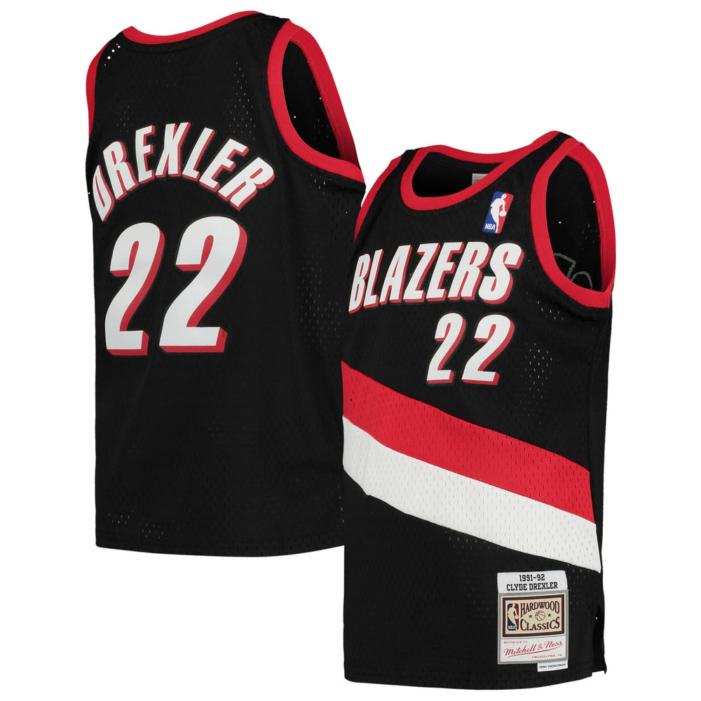 NBA Clyde Drexler Portland Trail Blazers Youth 1991/92 Hardwood Classics Swingman Jersey - Black