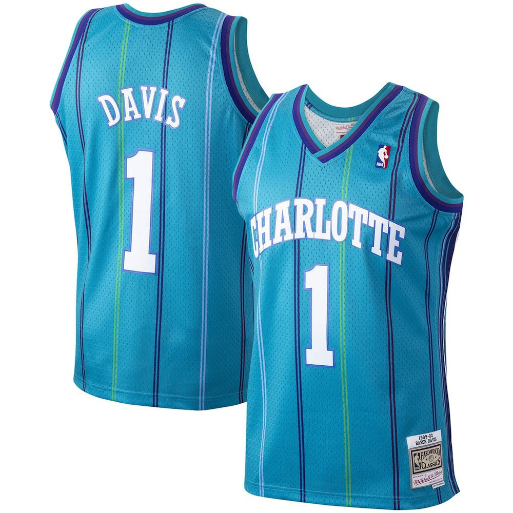 NBA Baron Davis Charlotte Hornets 1999/00 Hardwood Classics Swingman Jersey - Teal