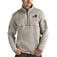 Buffalo Bills Antigua Fortune Quarter-Zip Pullover Jacket Oatmeal