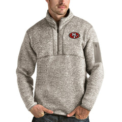 San Francisco 49ers Antigua Fortune Quarter-Zip Pullover Jacket Oatmeal