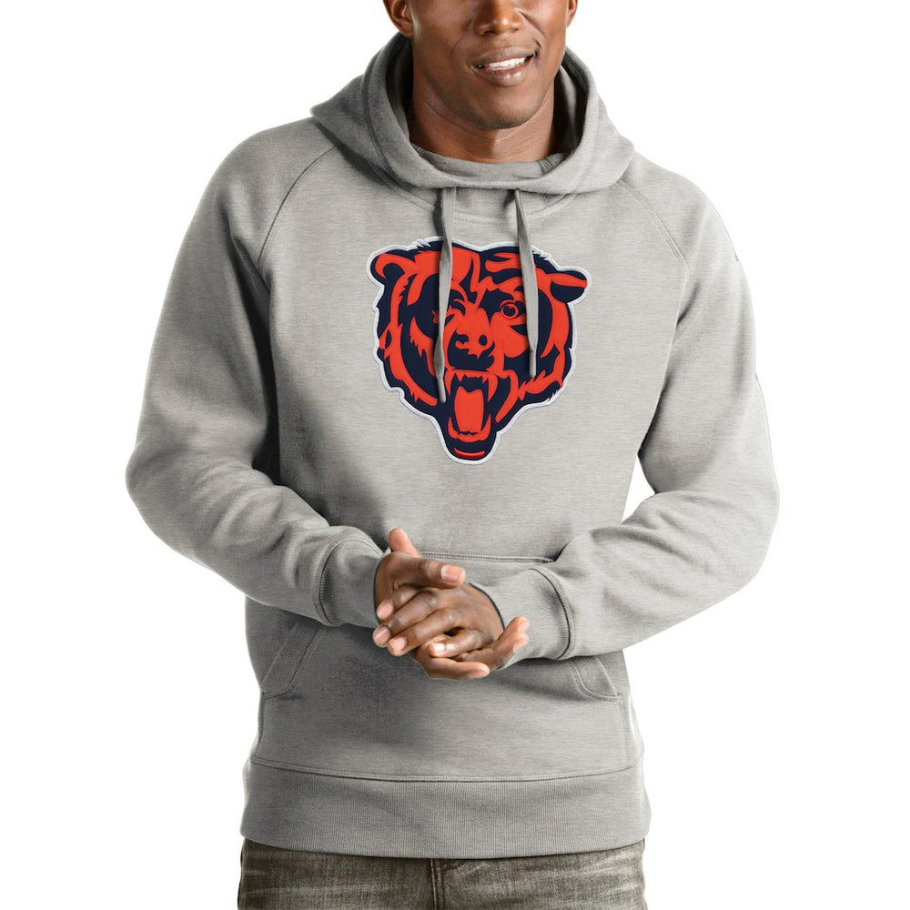Chicago Bears Antigua Victory Pullover Hoodie Heather Gray
