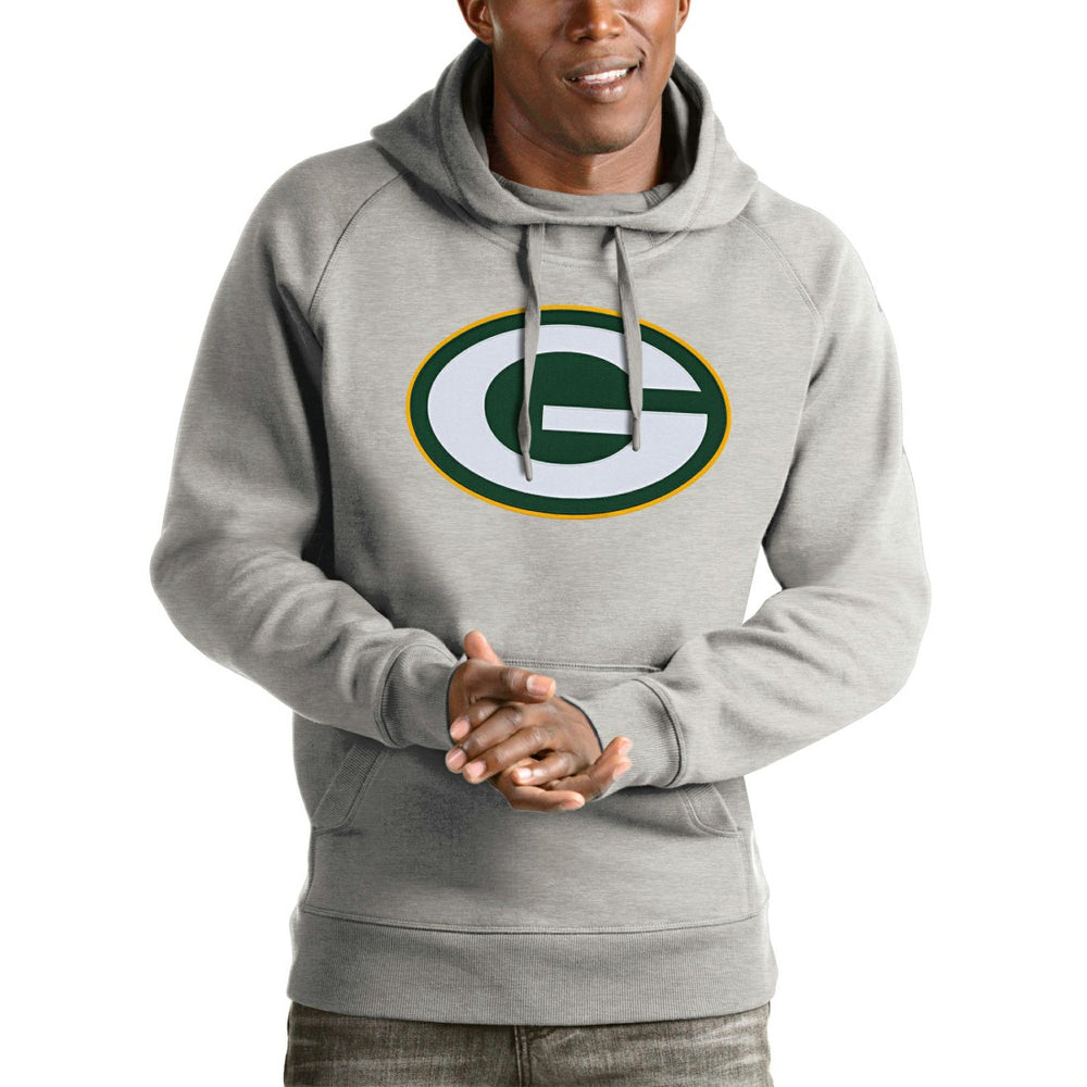 Green Bay Packers Antigua Victory Pullover Hoodie Heather Gray