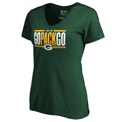Green Bay Packers Women's Hometown Refresh Go Pack Go V-Neck T-Shirt Green