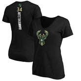 Giannis Antetokounmpo Milwaukee Bucks Women's Playmaker Name & Number V-Neck T-Shirt Black