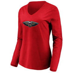 Zion Williamson New Orleans Pelicans Women's Playmaker Name & Number Long Sleeve V-Neck T-Shirt Red