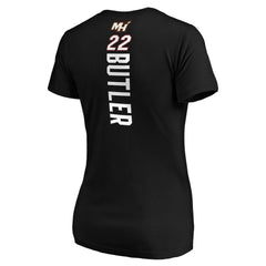 Jimmy Butler Miami Heat Women's Playmaker Logo Name & Number V-Neck T-Shirt Black