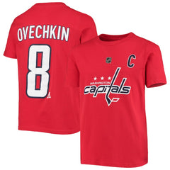 NHL Alexander Ovechkin Washington Capitals Youth Player Name & Number T-Shirt - Red