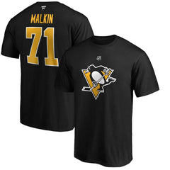 NHL Evgeni Malkin Pittsburgh Penguins Fanatics Authentic Stack Player Name & Number T-Shirt - Black