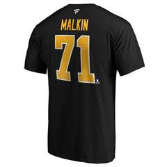 NHL Evgeni Malkin Pittsburgh Penguins Fanatics Authentic Stack Player Name & Number T-Shirt - Black