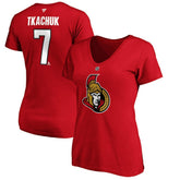 NHL Brady Tkachuk Ottawa Senators Fanatics Women's Authentic Stack Name & Number V-Neck T-Shirt - Red