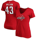 NHL Tom Wilson Washington Capitals Fanatics Women's Authentic Stack Name & Number V-Neck T-Shirt - Red