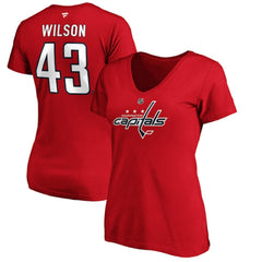 NHL Tom Wilson Washington Capitals Fanatics Women's Authentic Stack Name & Number V-Neck T-Shirt - Red