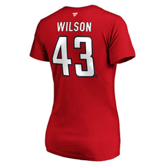 NHL Tom Wilson Washington Capitals Fanatics Women's Authentic Stack Name & Number V-Neck T-Shirt - Red