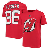NHL Jack Hughes New Jersey Devils Youth Player Name & Number T-Shirt - Red