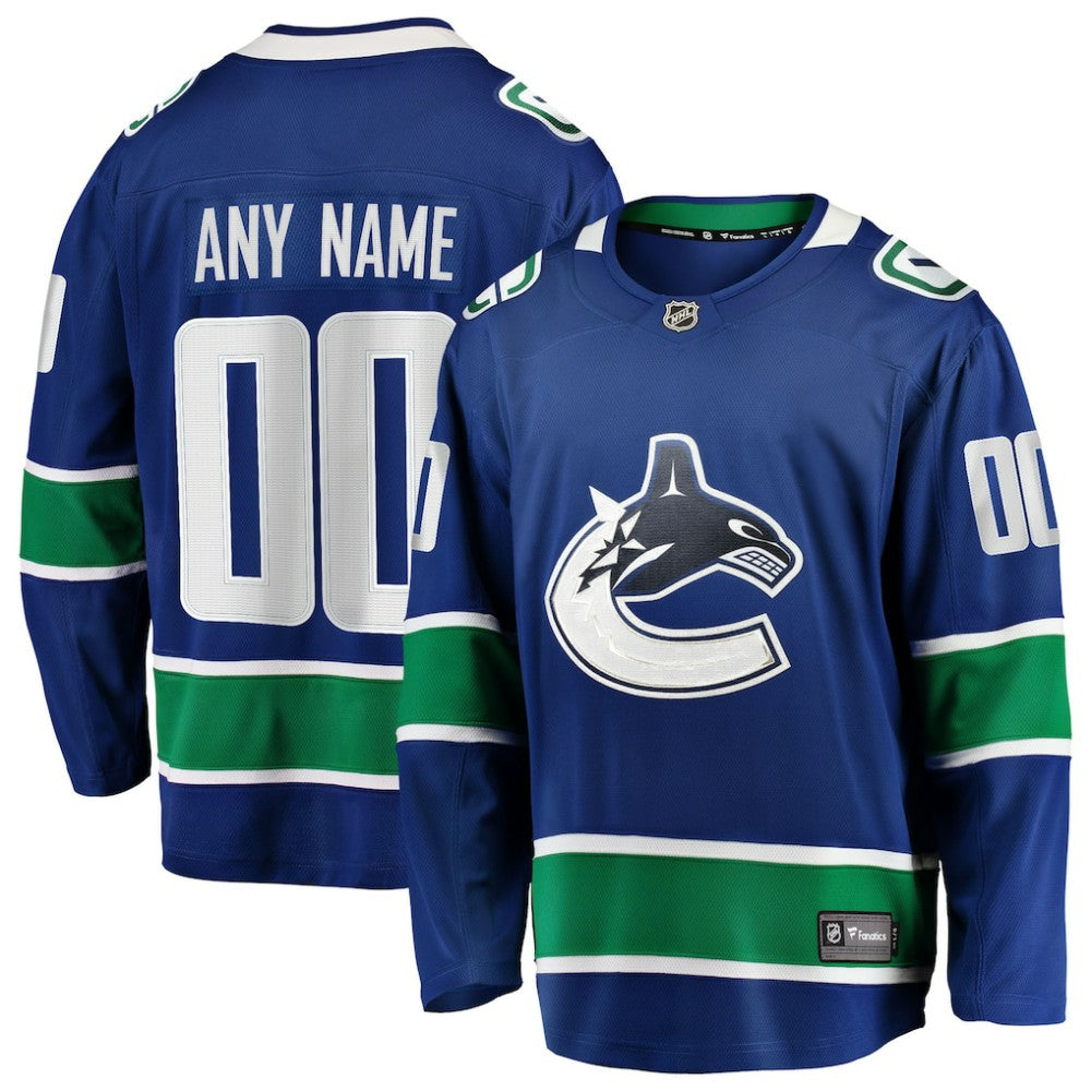 NHL Vancouver Canucks Fanatics Home Team Breakaway Custom Jersey - Blue