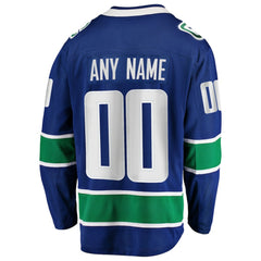 NHL Vancouver Canucks Fanatics Home Team Breakaway Custom Jersey - Blue