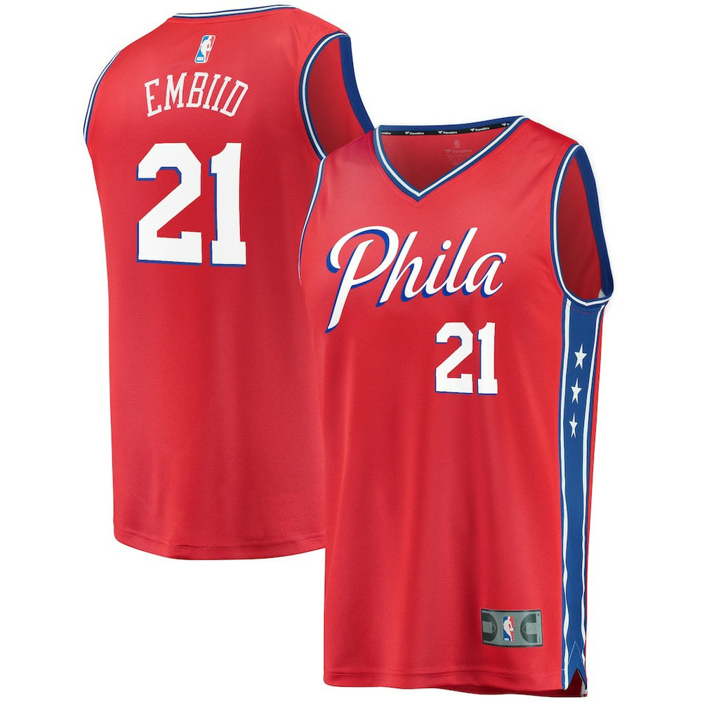 NBA Joel Embiid Philadelphia 76ers Youth 2019/20 Fast Break Replica Player Team Jersey - Statement Edition - Red