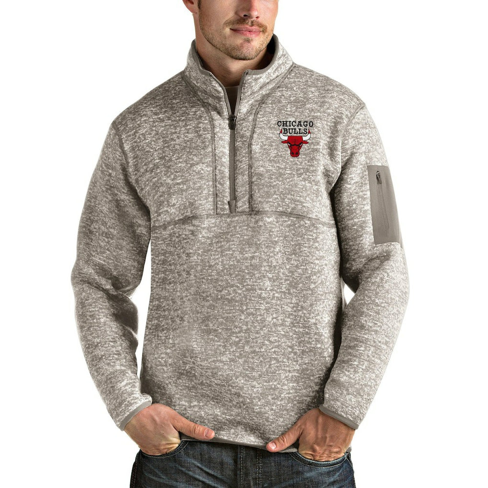 Chicago Bulls Antigua Fortune Quarter-Zip Pullover Jacket Natural