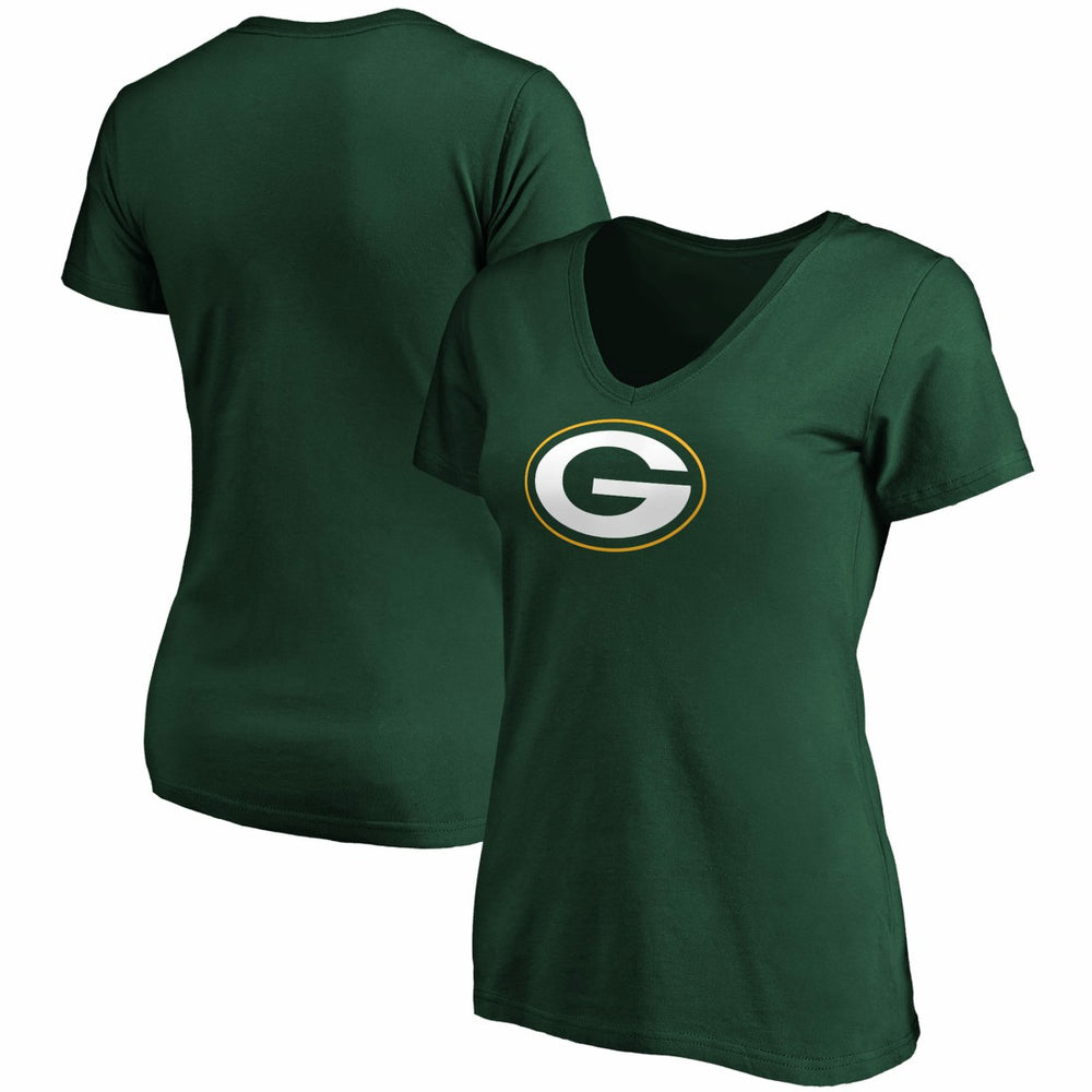 Green Bay Packers Women's Primary Logo V-Neck T-Shirt Green