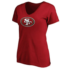 San Francisco 49ers Women's Primary Logo V-Neck T-Shirt Scarlet