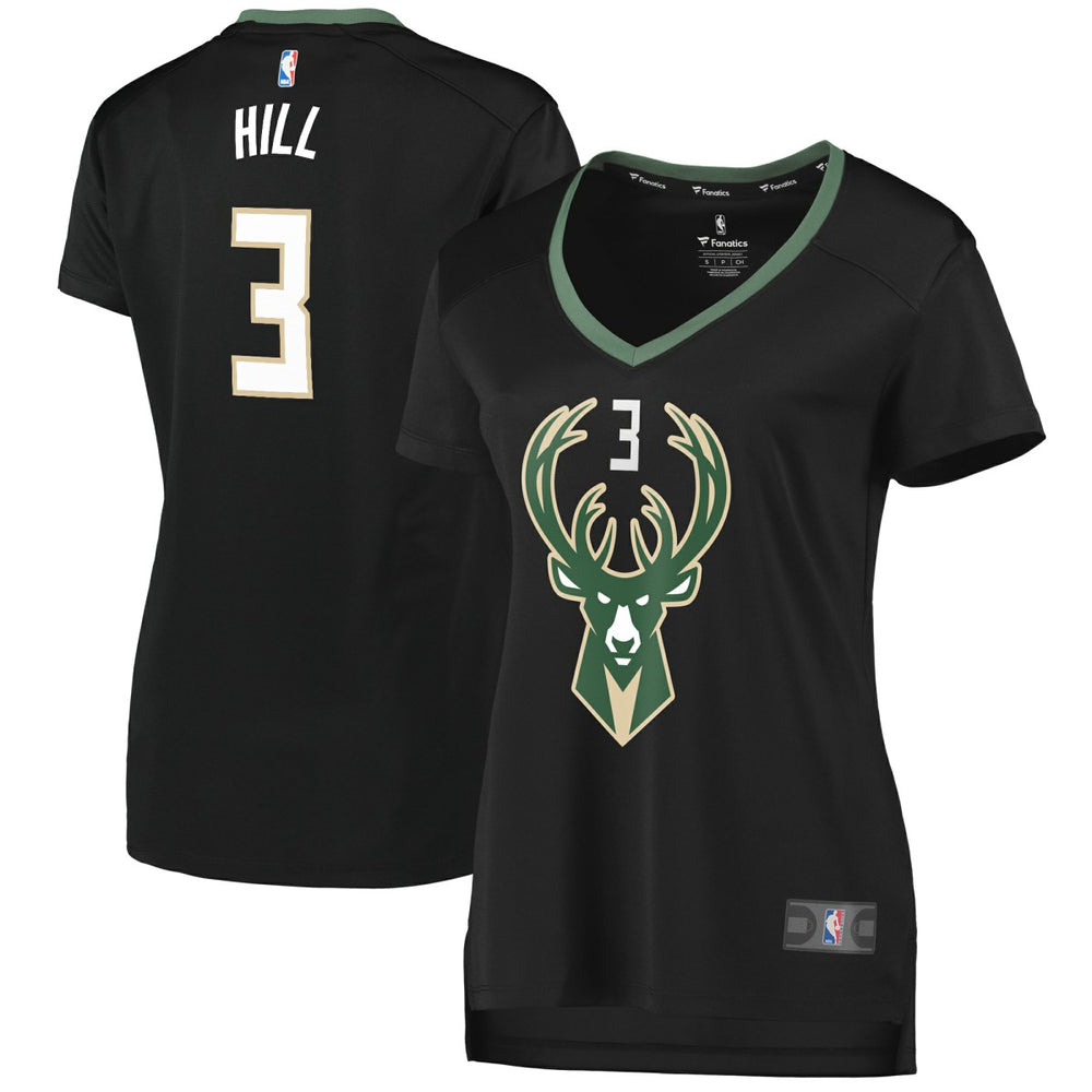 NBA George Hill Milwaukee Bucks Women's Fast Break Replica Player Jersey - Statement Edition - Black