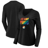 Golden State Warriors Women's We Are Proud Long Sleeve V-Neck T-Shirt Black