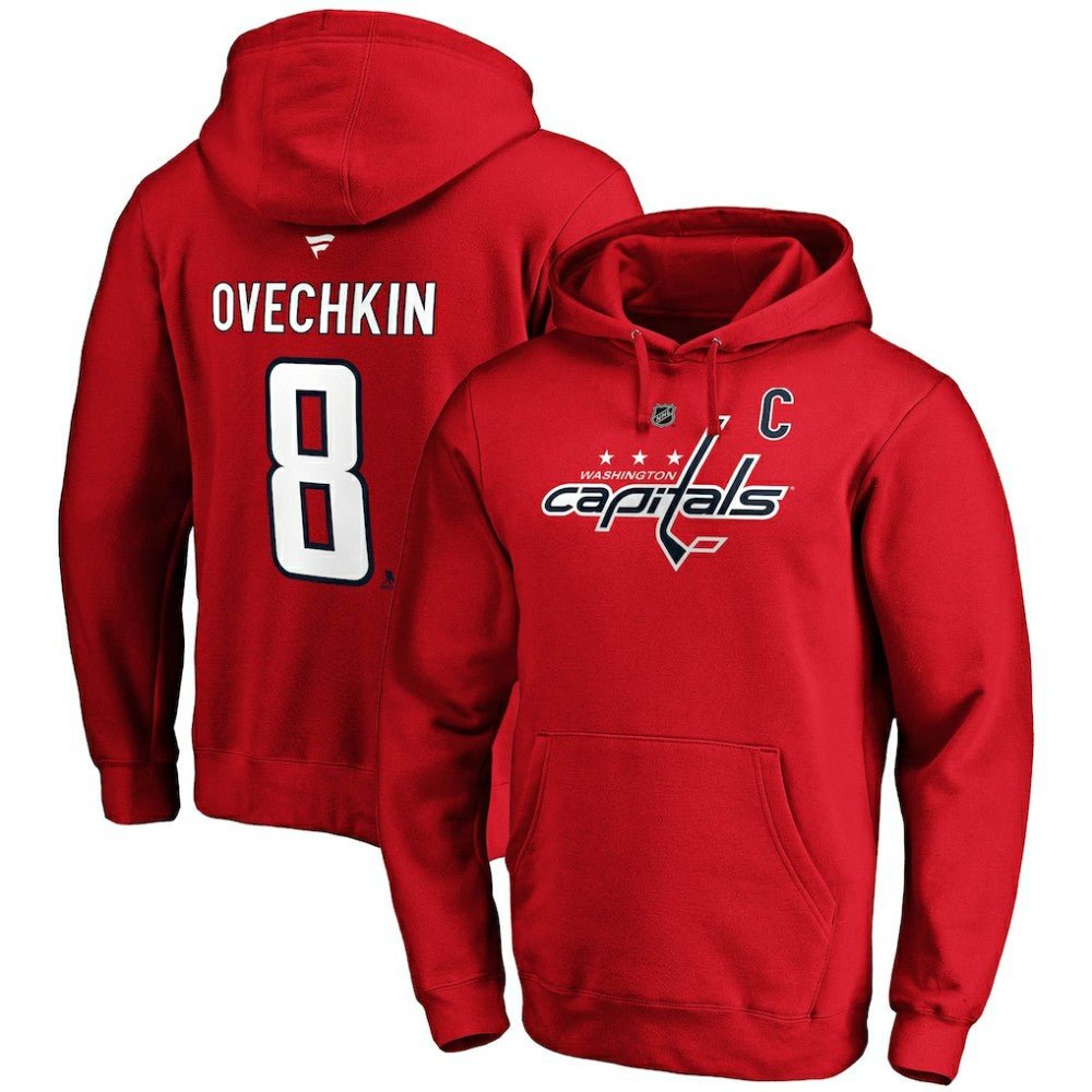 NHL Alexander Ovechkin Washington Capitals Fanatics Authentic Stack Player Name & Number Fitted Pullover Hoodie - Red