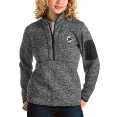 Miami Dolphins Antigua Women's Fortune Half-Zip Pullover Jacket Charcoal